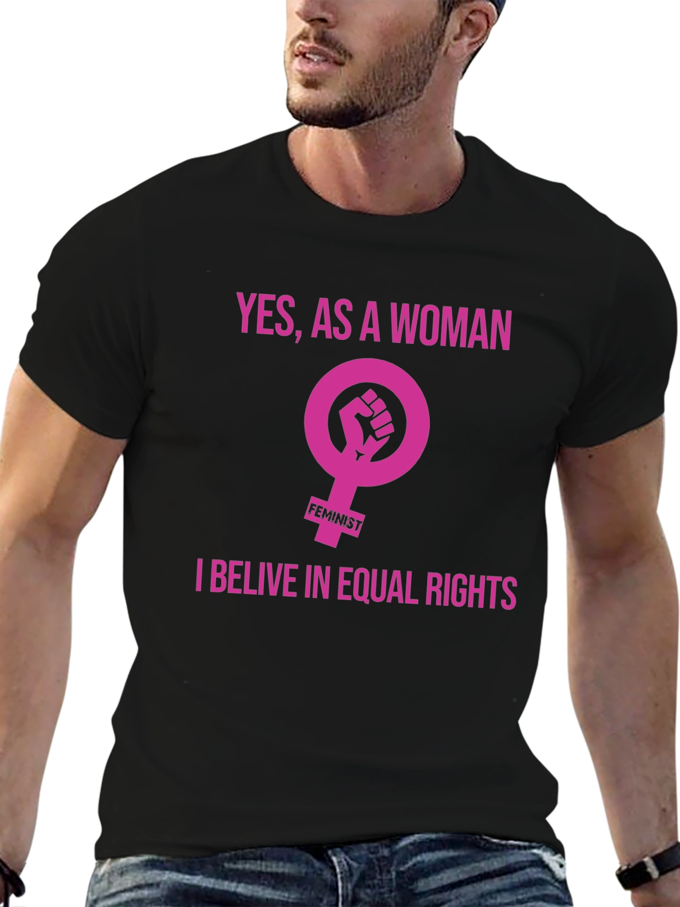 Feminist Equal Rights Graphic Tee - Black
