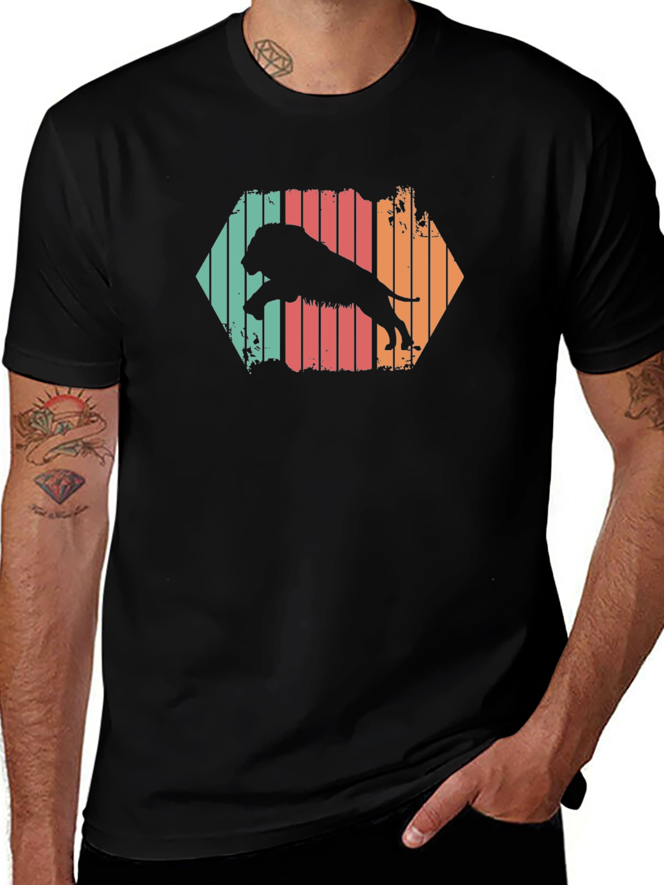 Retro Lion Graphic T-Shirt