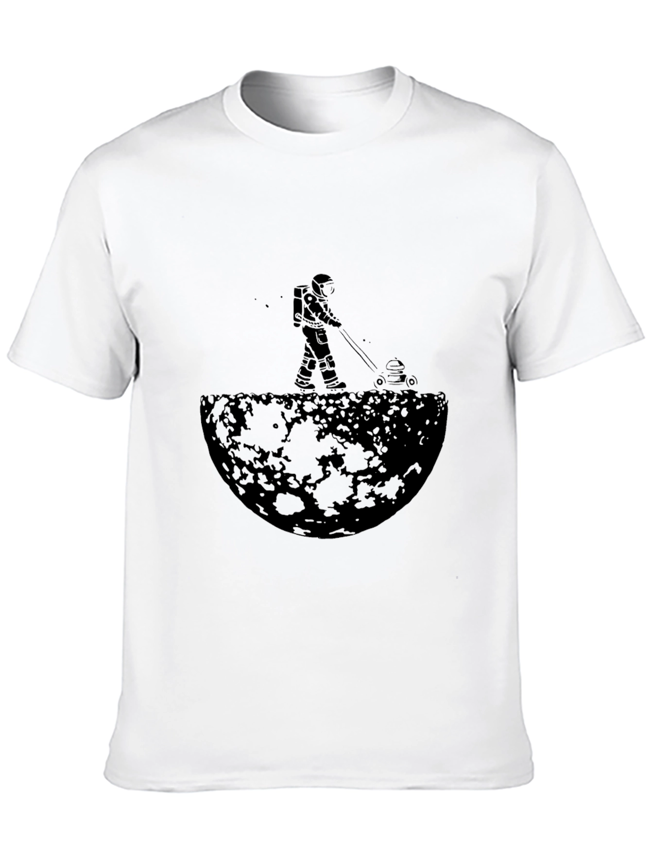 Astronaut Mowing Moon Lawn Black Graphic Tee