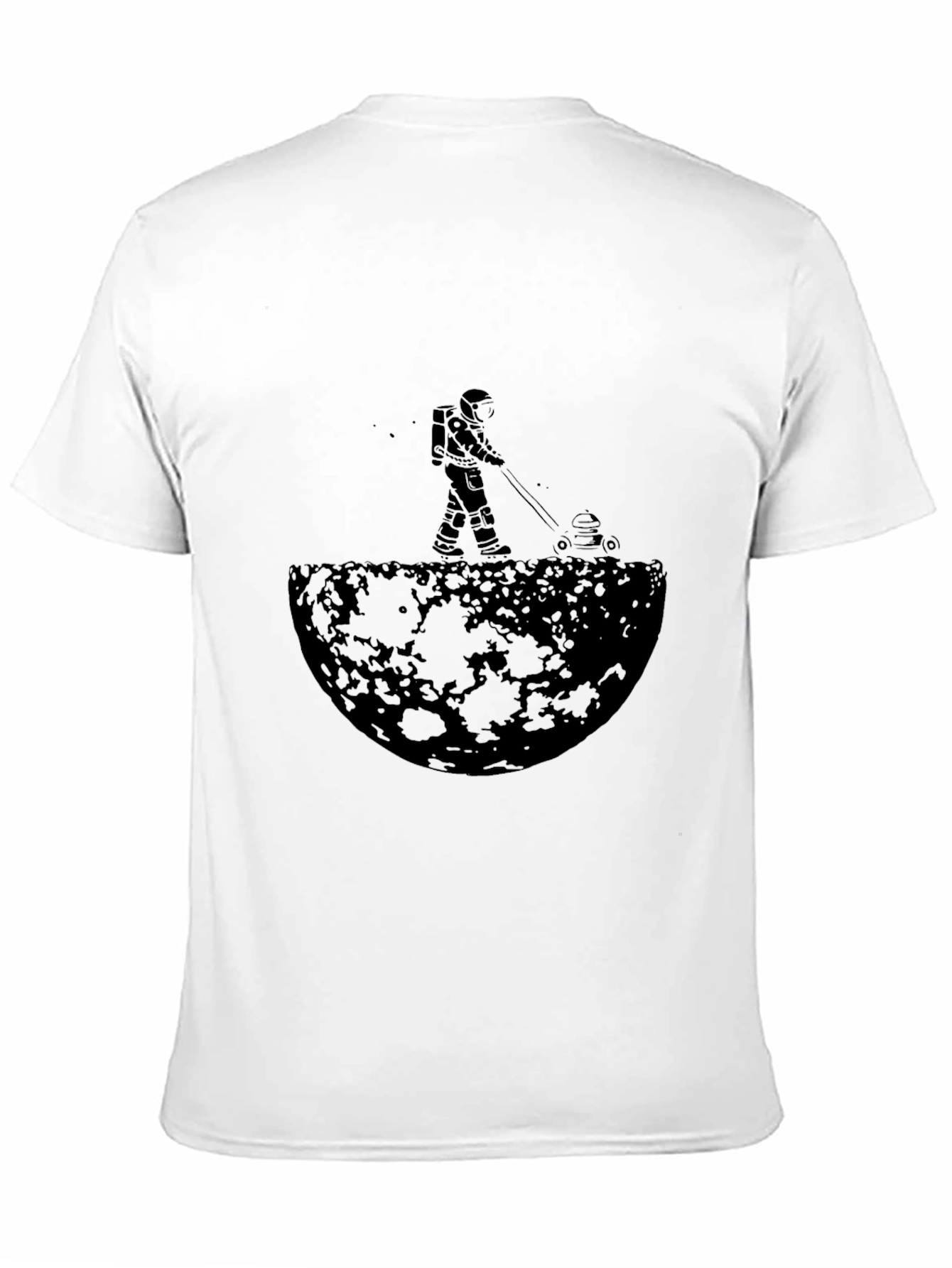 Astronaut Mowing Moon Lawn Black Graphic Tee