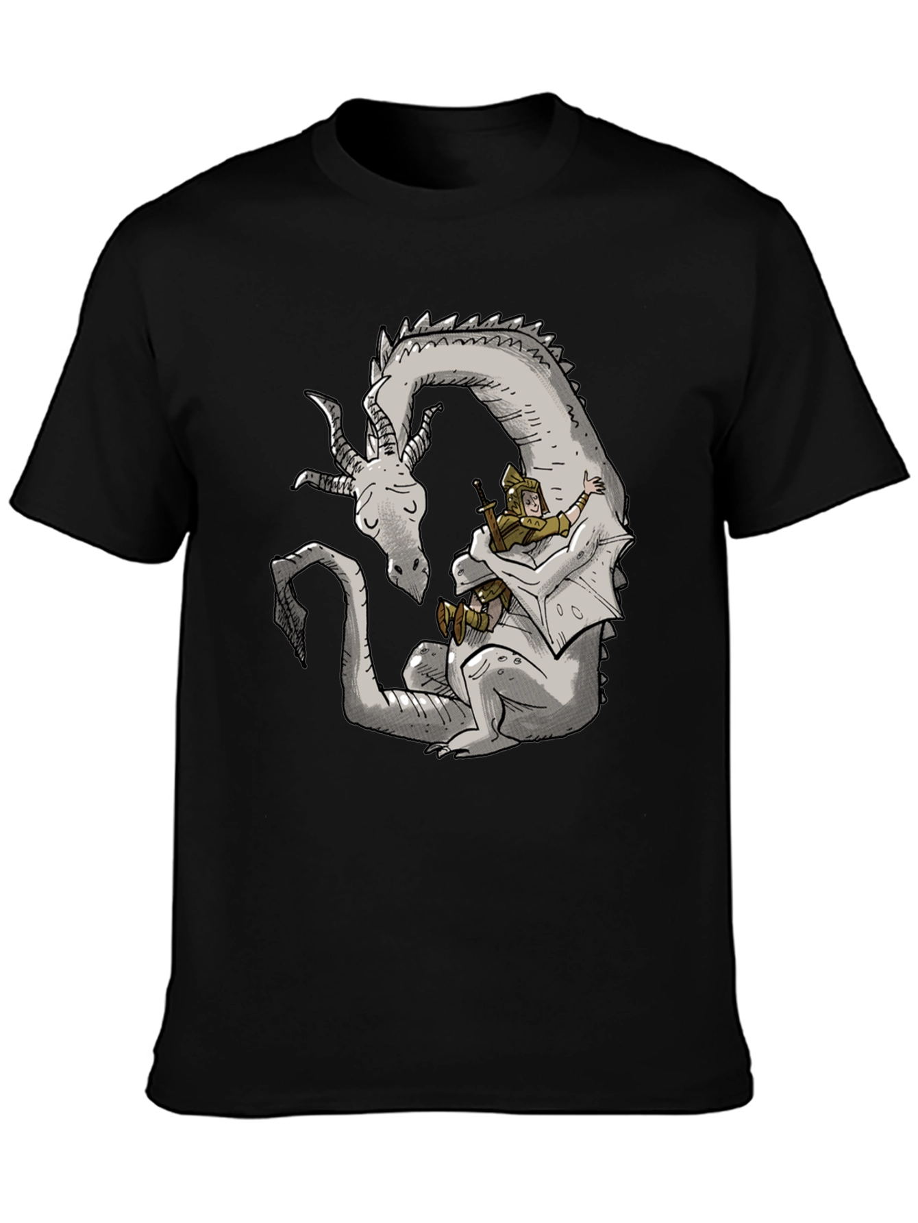 Dragon Hug T-Shirt - Fantasy Graphic Tee for Men
