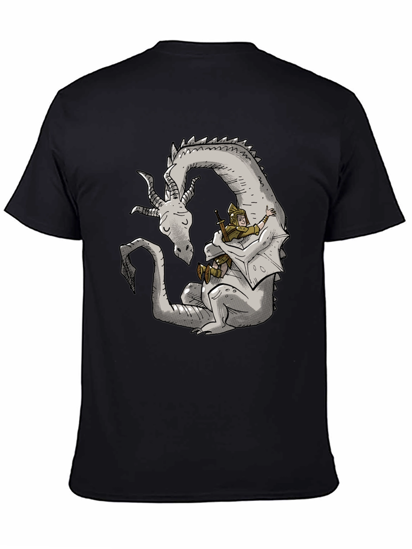 Dragon Hug T-Shirt - Fantasy Graphic Tee for Men