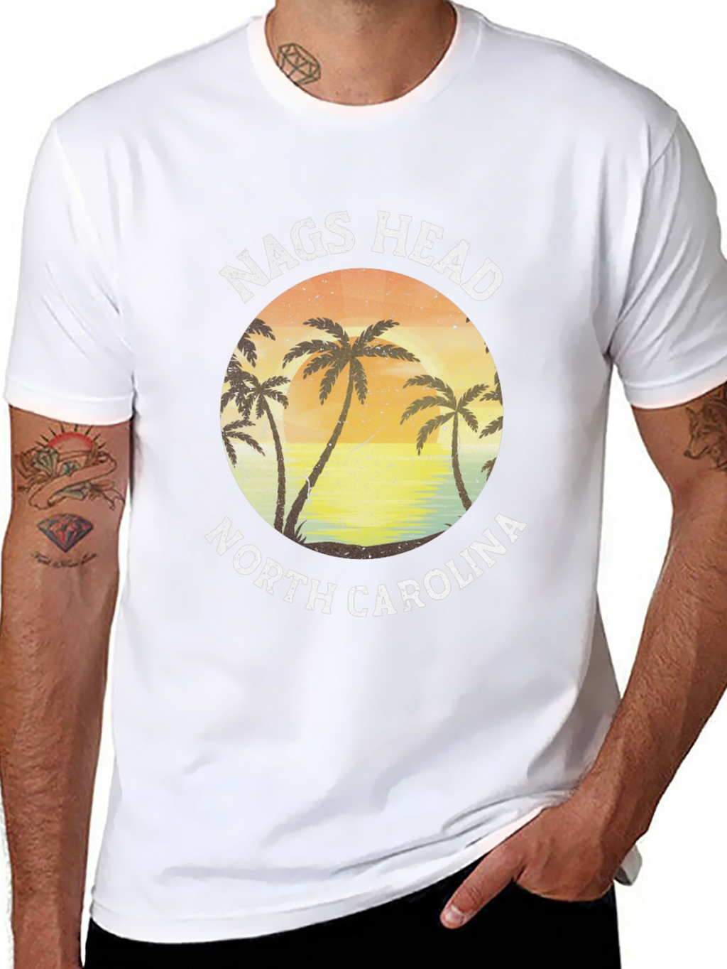 Nags Head North Carolina Palm Tree Graphic T-Shirt