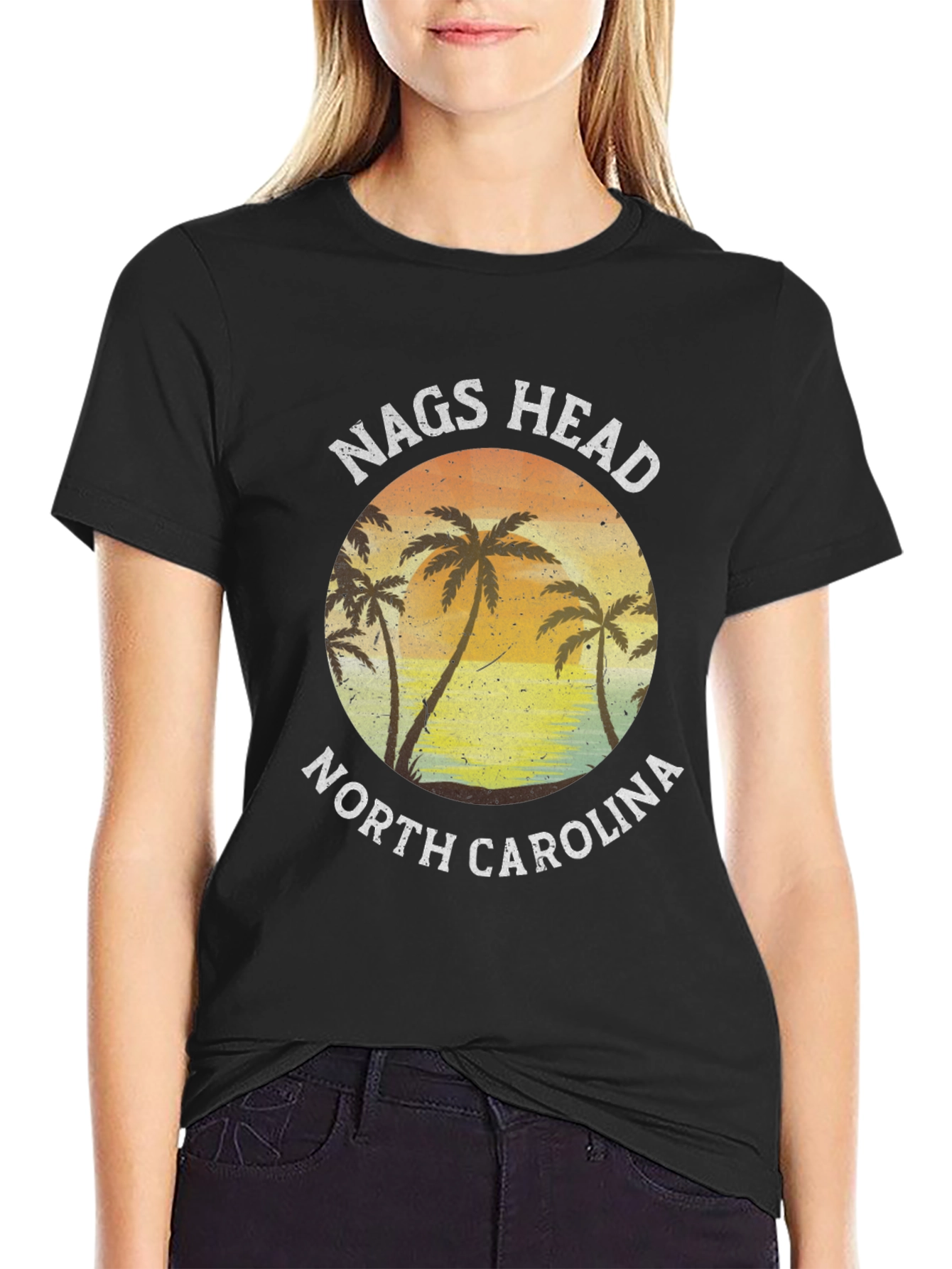 Nags Head North Carolina Palm Tree Graphic T-Shirt