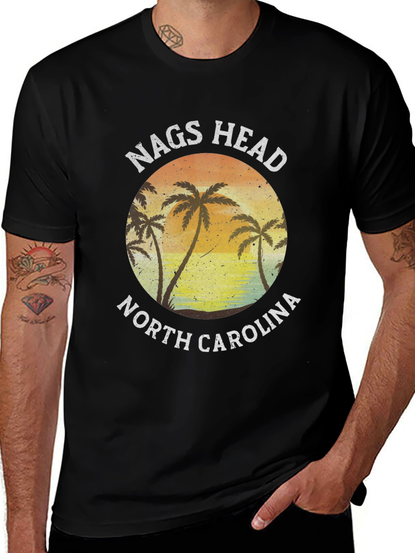 Nags Head North Carolina Palm Tree Graphic T-Shirt