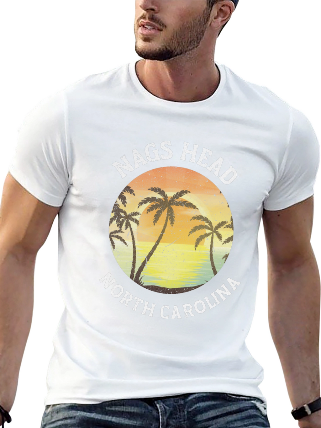 Nags Head North Carolina Palm Tree Graphic T-Shirt