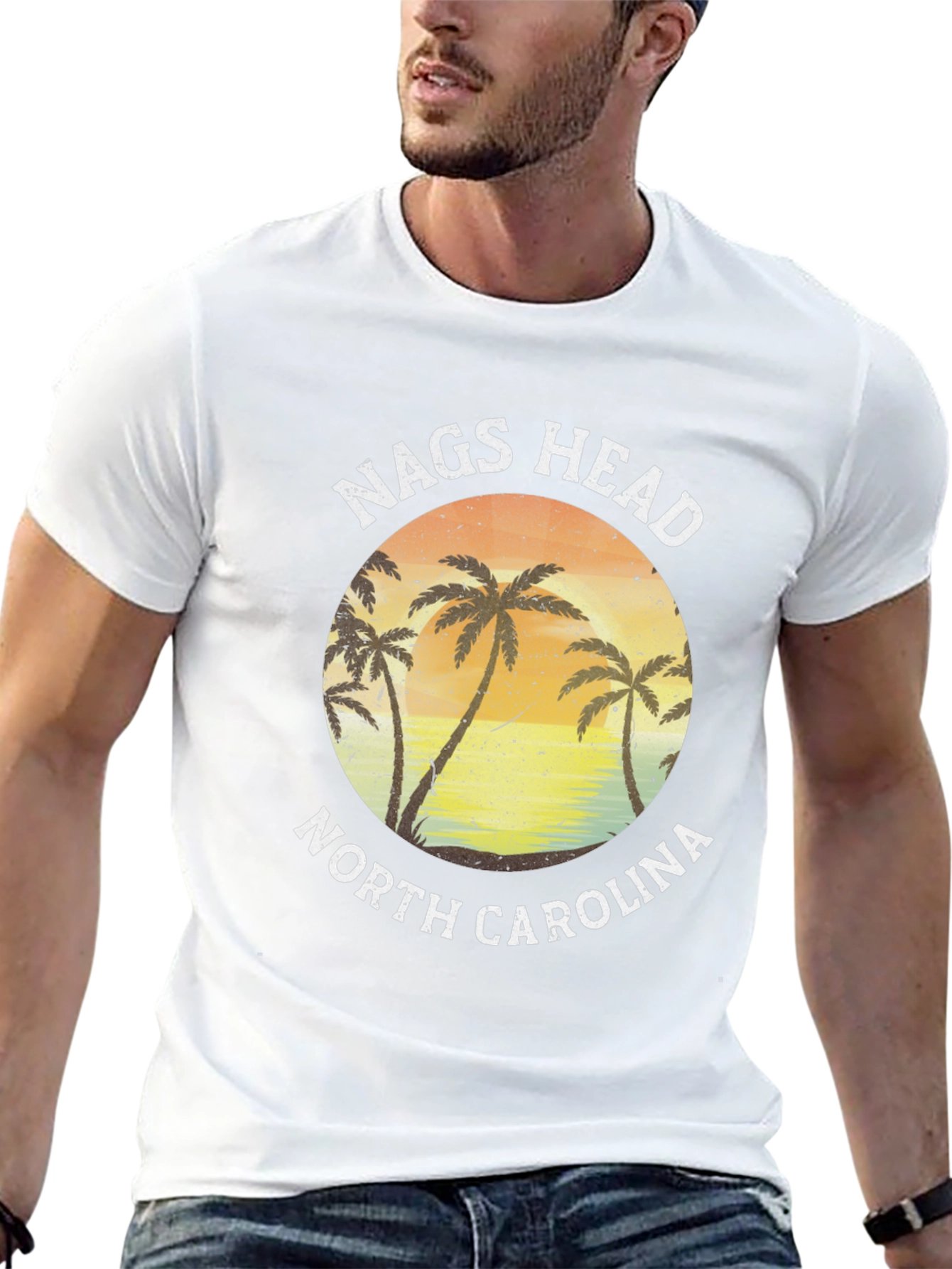 Nags Head North Carolina Palm Tree Graphic T-Shirt