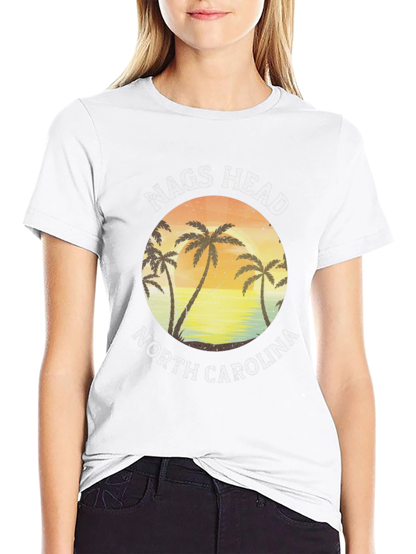 Nags Head North Carolina Palm Tree Graphic T-Shirt