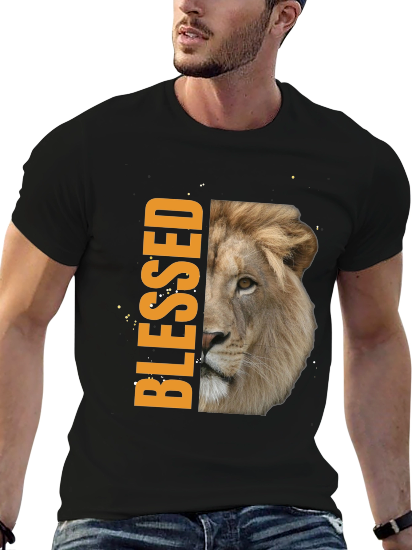 Blessed Lion Graphic Tee - Stylish & Inspiring Mens T-Shirt
