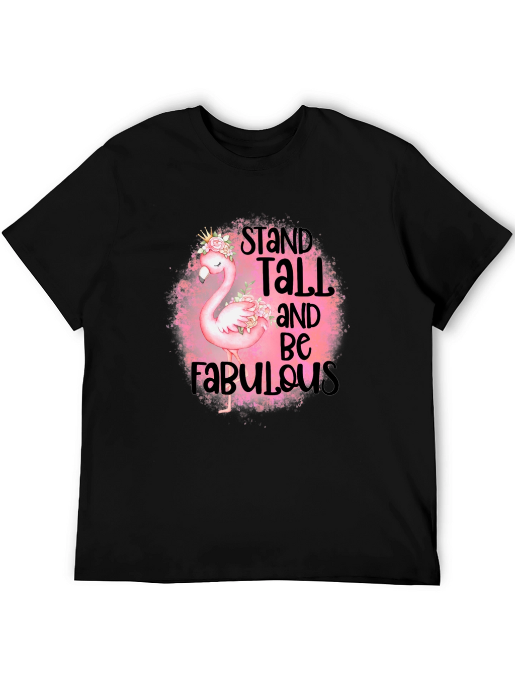 Stand Tall Flamingo Graphic Black T-Shirt