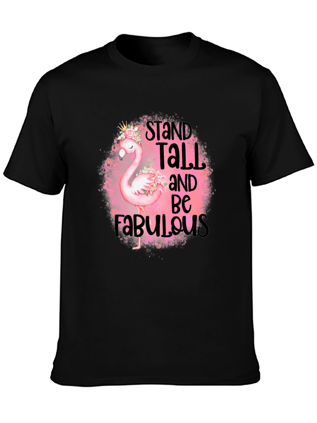 Stand Tall Flamingo Graphic Black T-Shirt