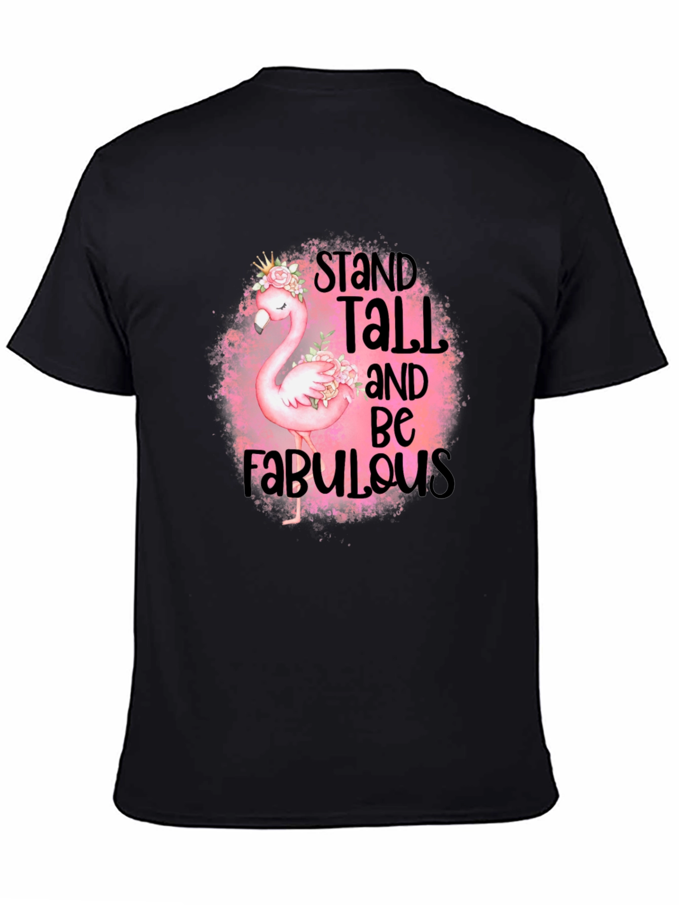 Stand Tall Flamingo Graphic Black T-Shirt