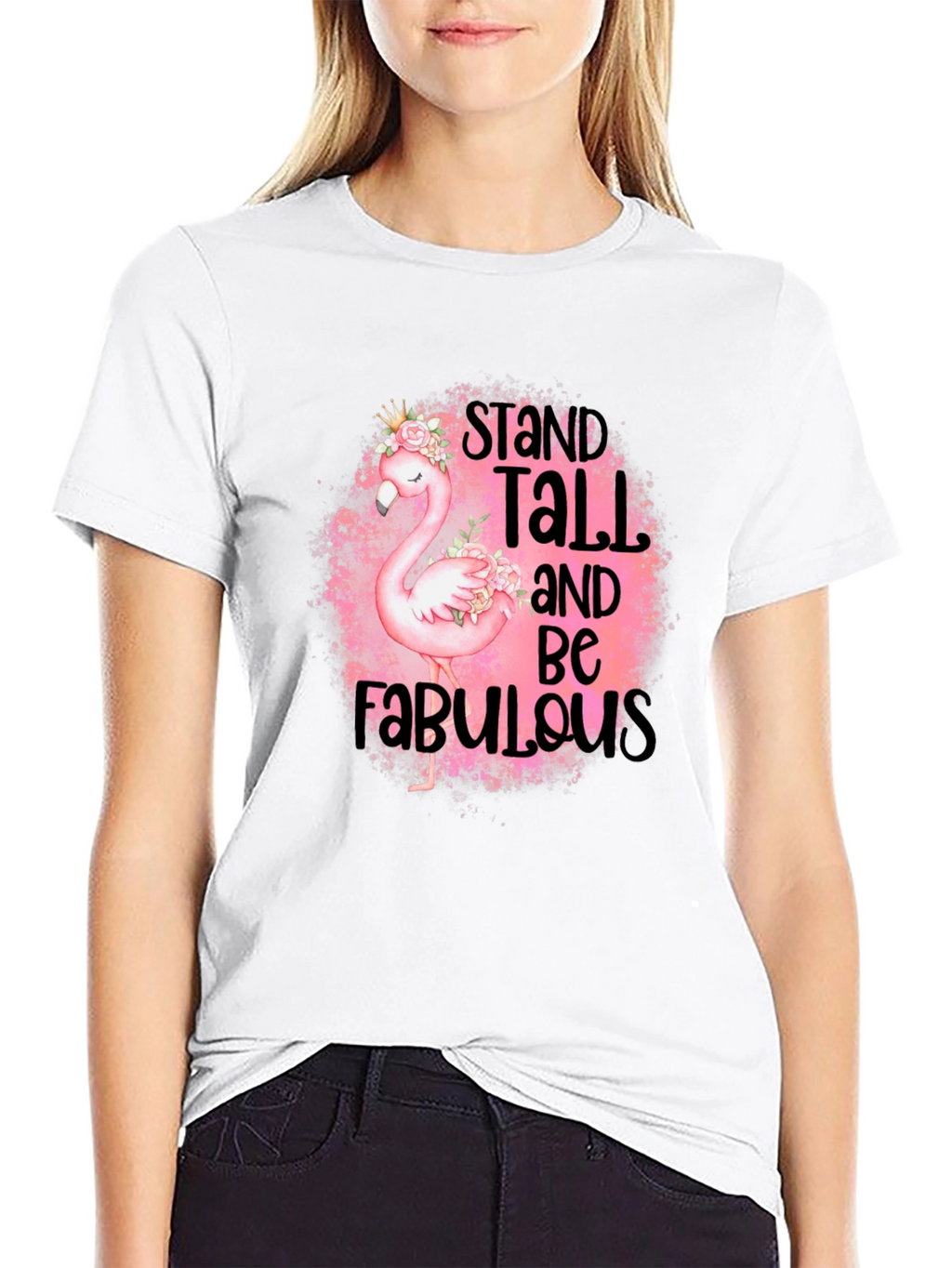 Stand Tall Flamingo Graphic Black T-Shirt