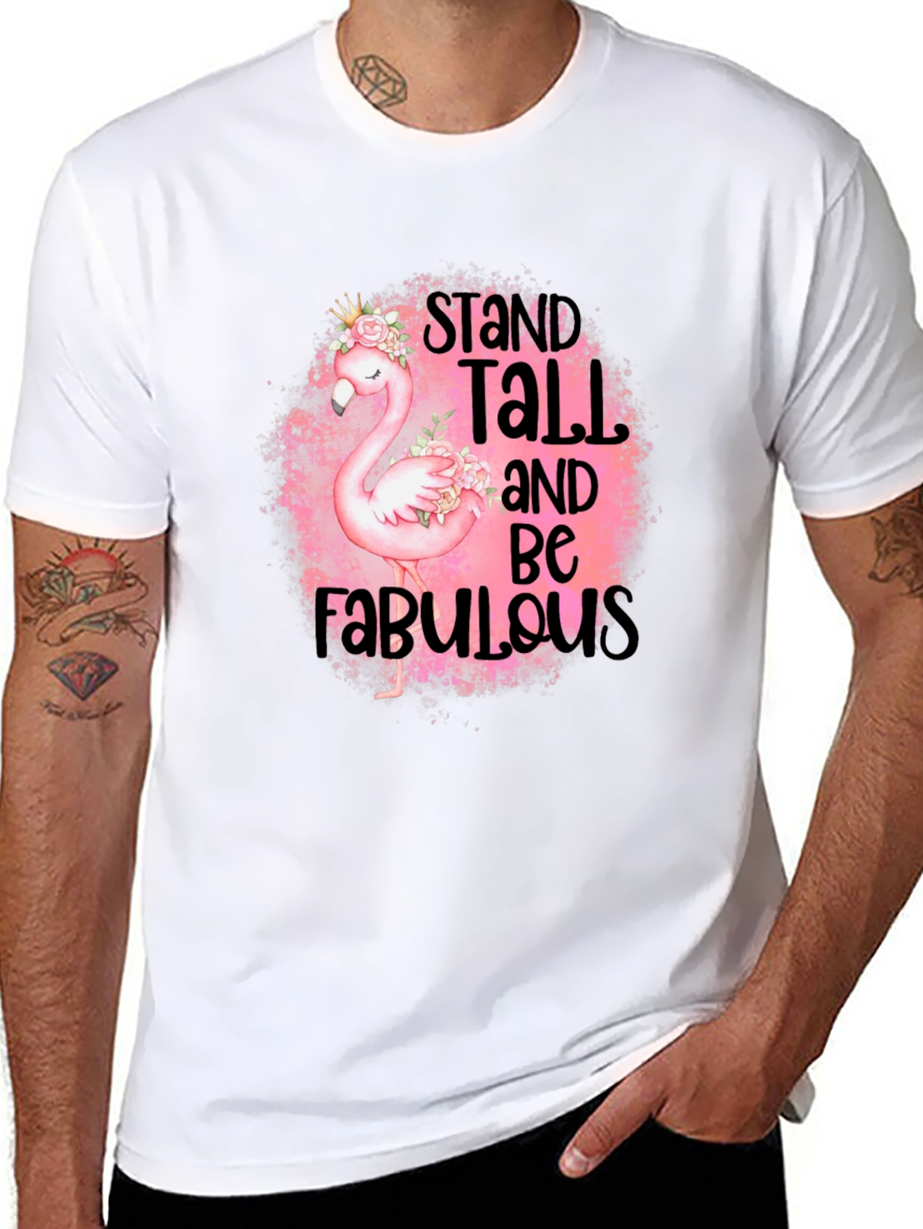 Stand Tall Flamingo Graphic Black T-Shirt
