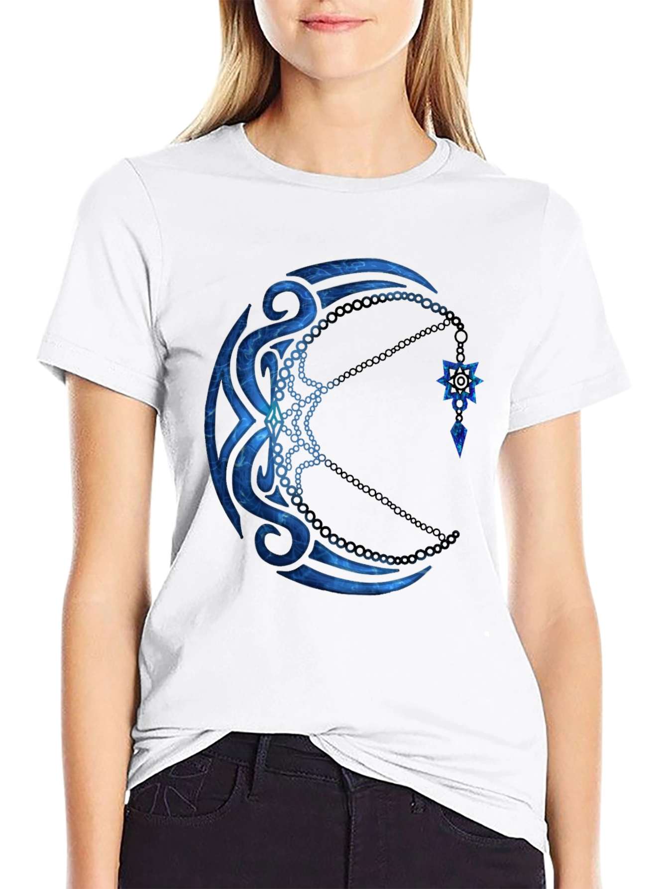 Tribal Moon Graphic Black T-Shirt