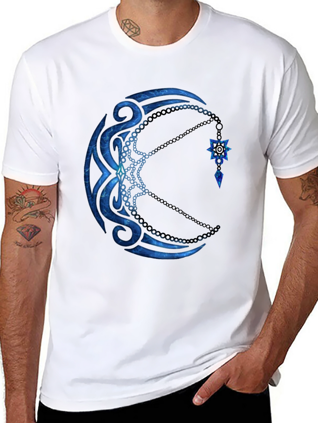 Tribal Moon Graphic Black T-Shirt