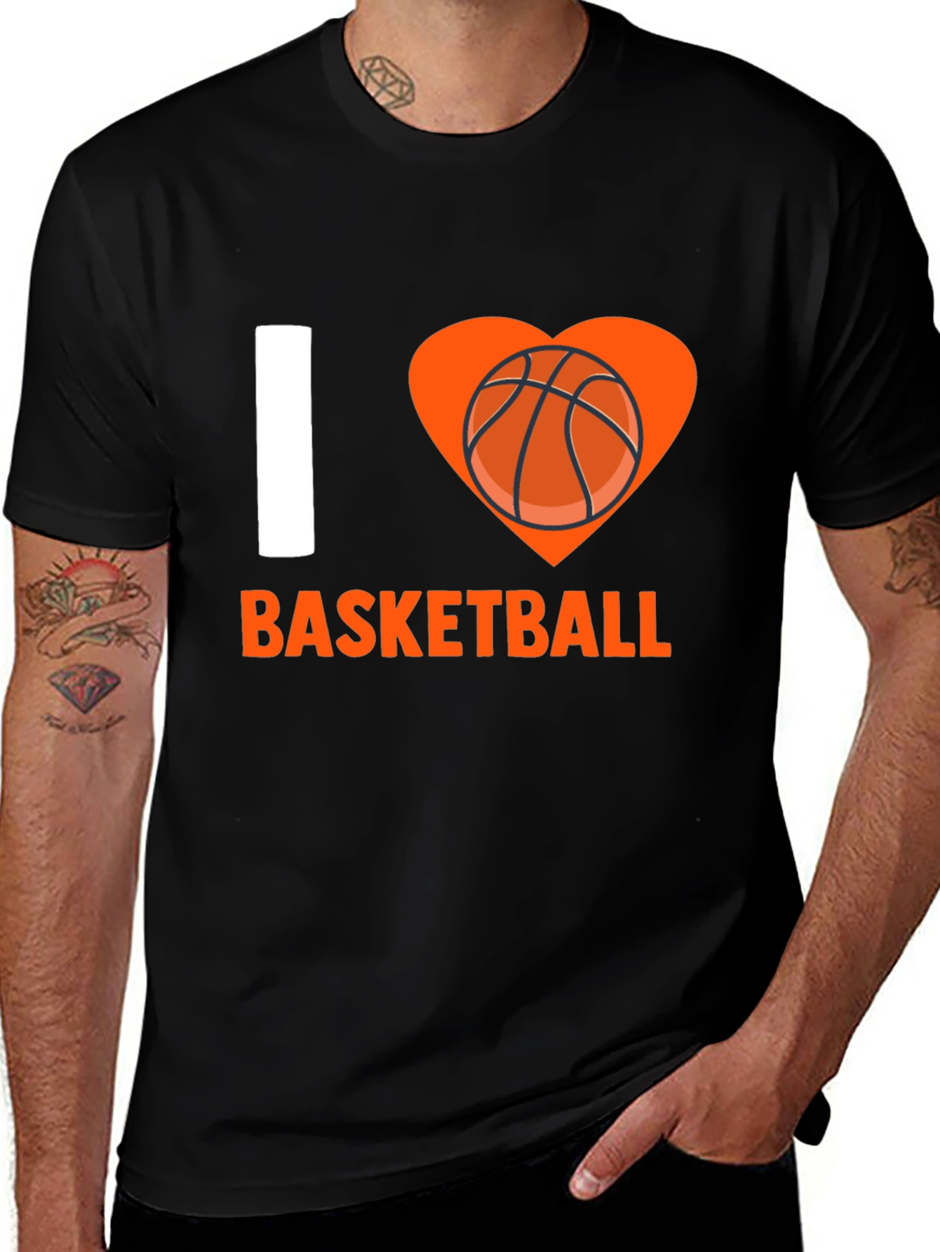 I Love Basketball Graphic Tee - Black Cotton T-Shirt