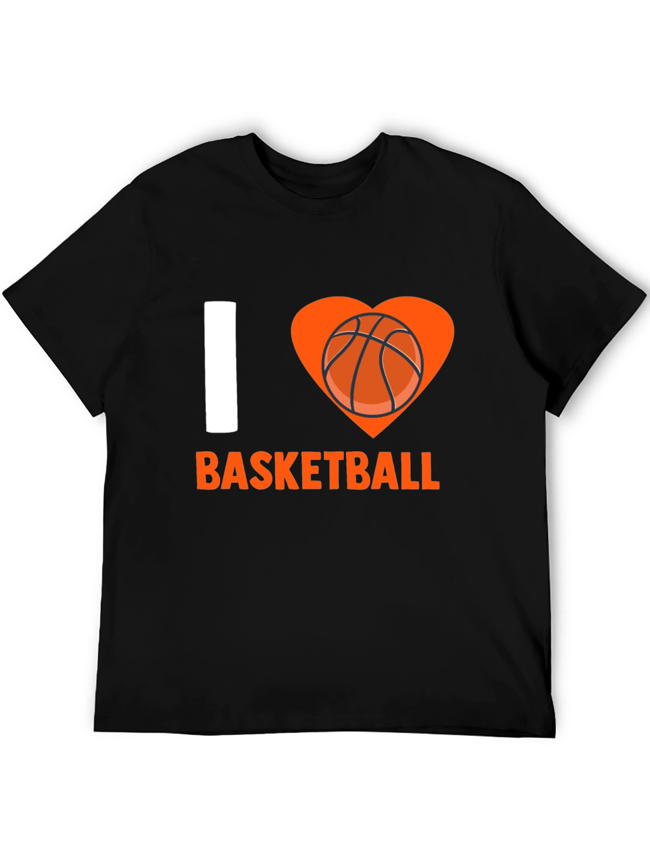 I Love Basketball Graphic Tee - Black Cotton T-Shirt