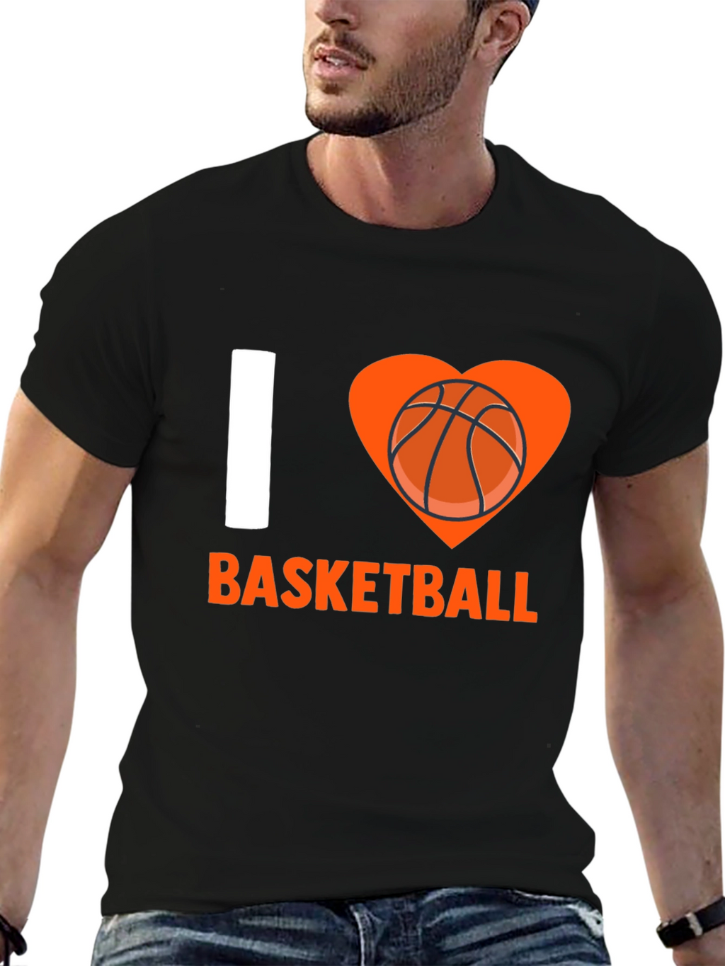 I Love Basketball Graphic Tee - Black Cotton T-Shirt