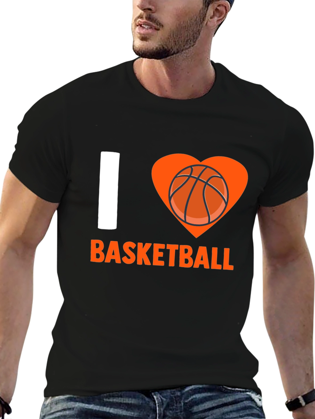 I Love Basketball Graphic Tee - Black Cotton T-Shirt