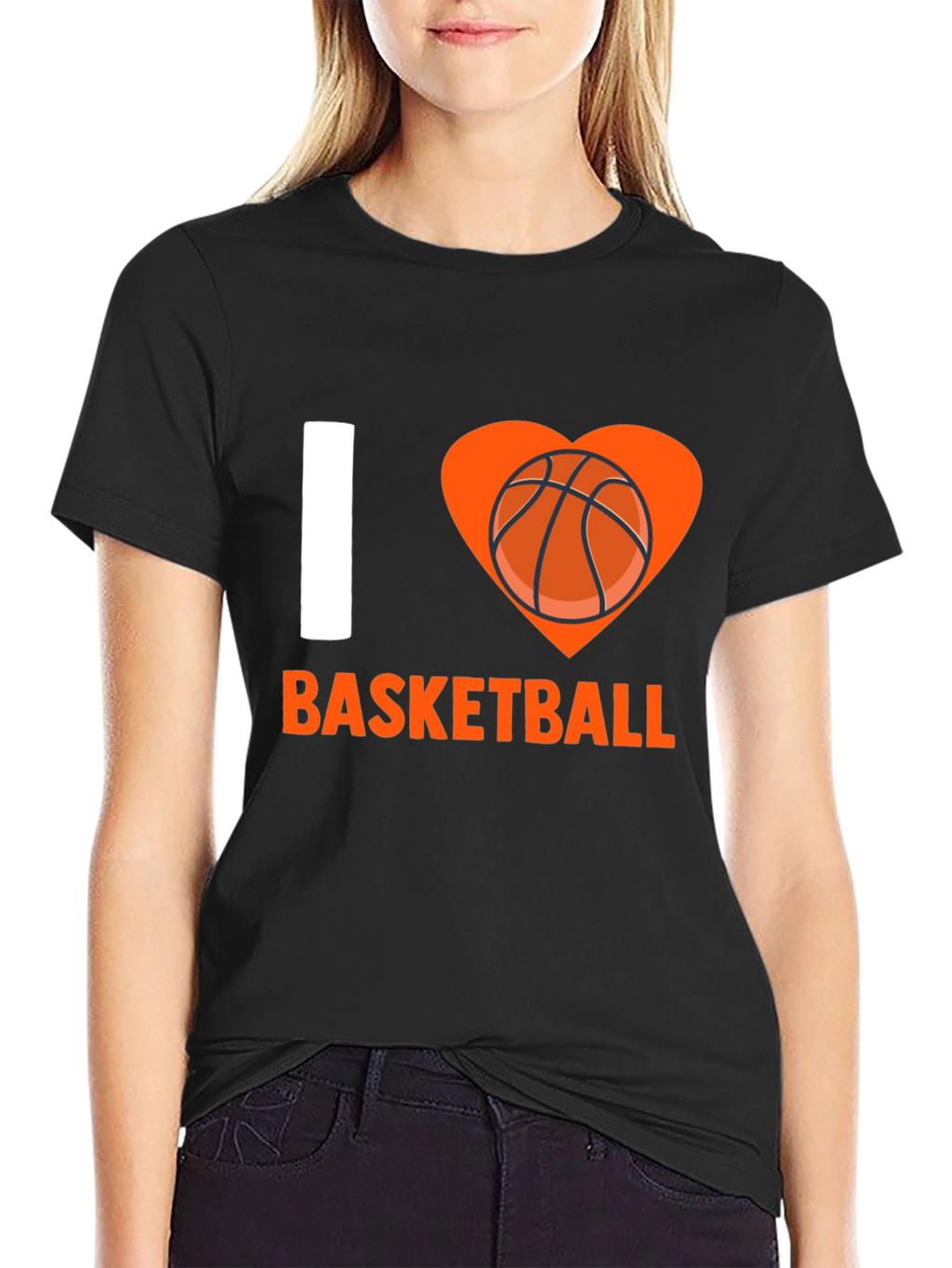 I Love Basketball Graphic Tee - Black Cotton T-Shirt