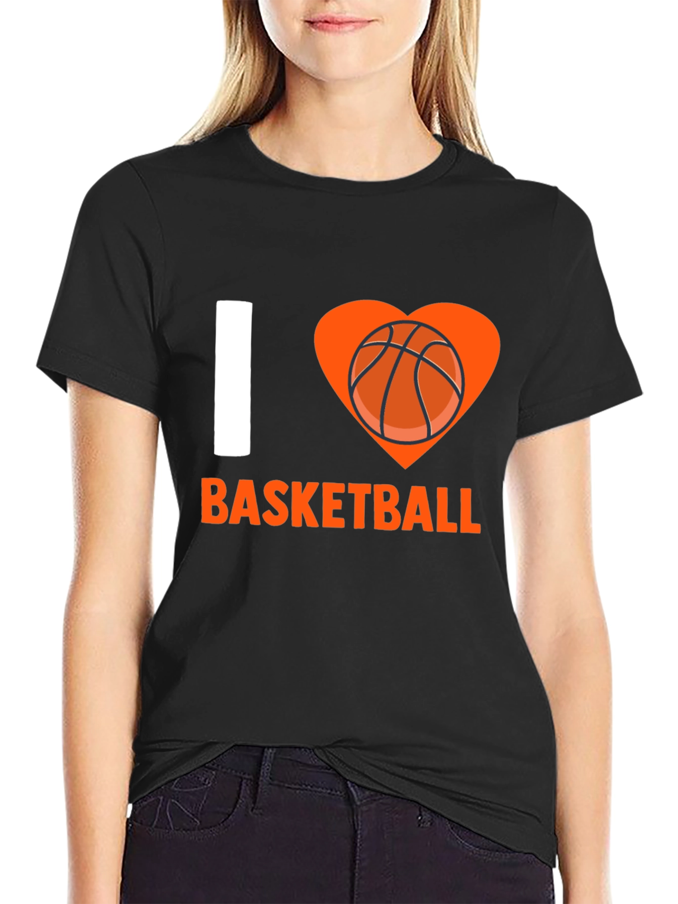 I Love Basketball Graphic Tee - Black Cotton T-Shirt