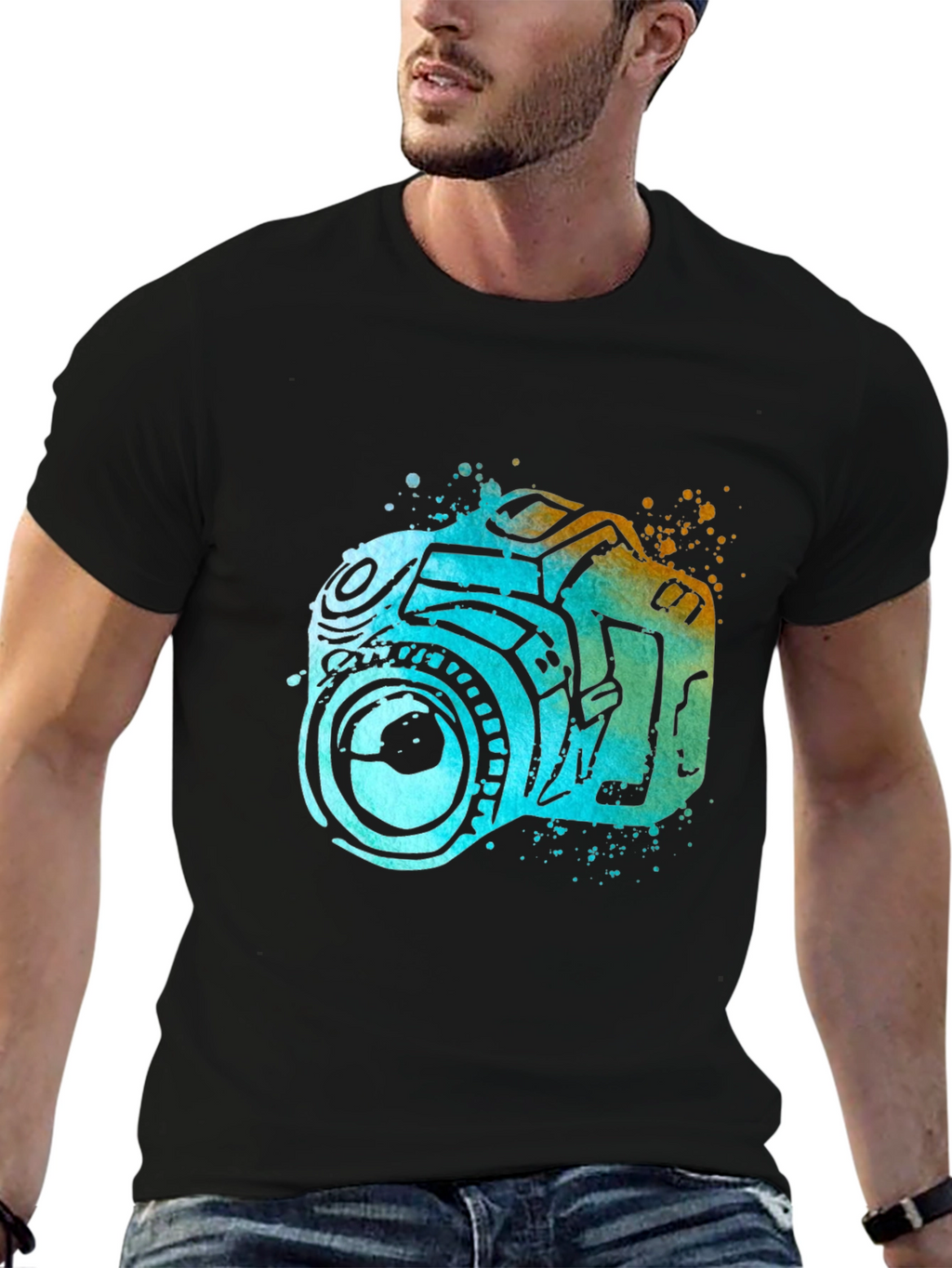 Camera Watercolor Graphic T-Shirt