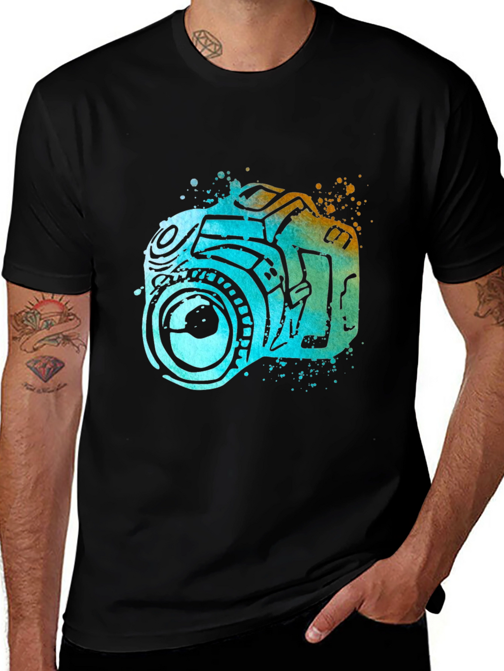 Camera Watercolor Graphic T-Shirt