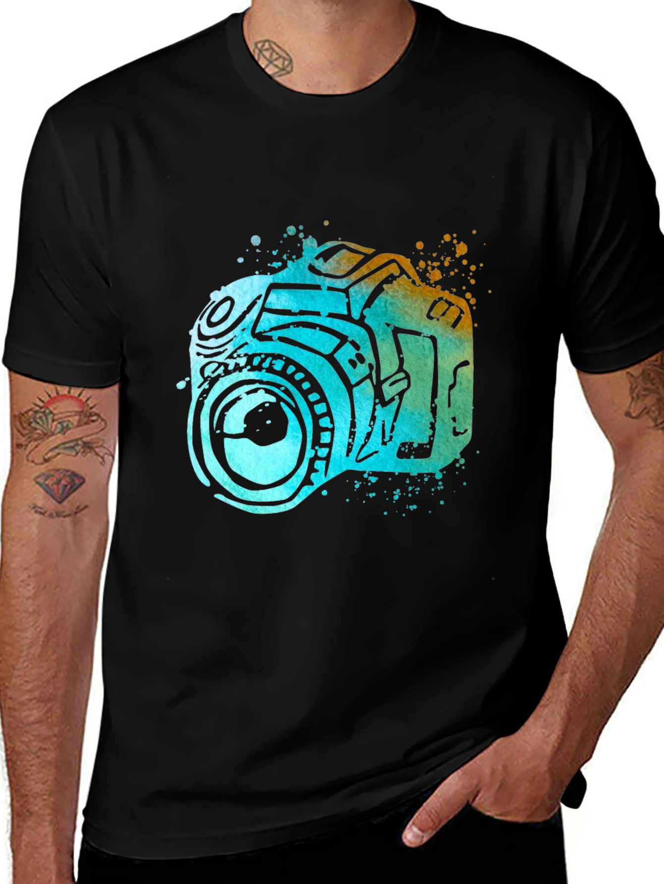 Camera Watercolor Graphic T-Shirt