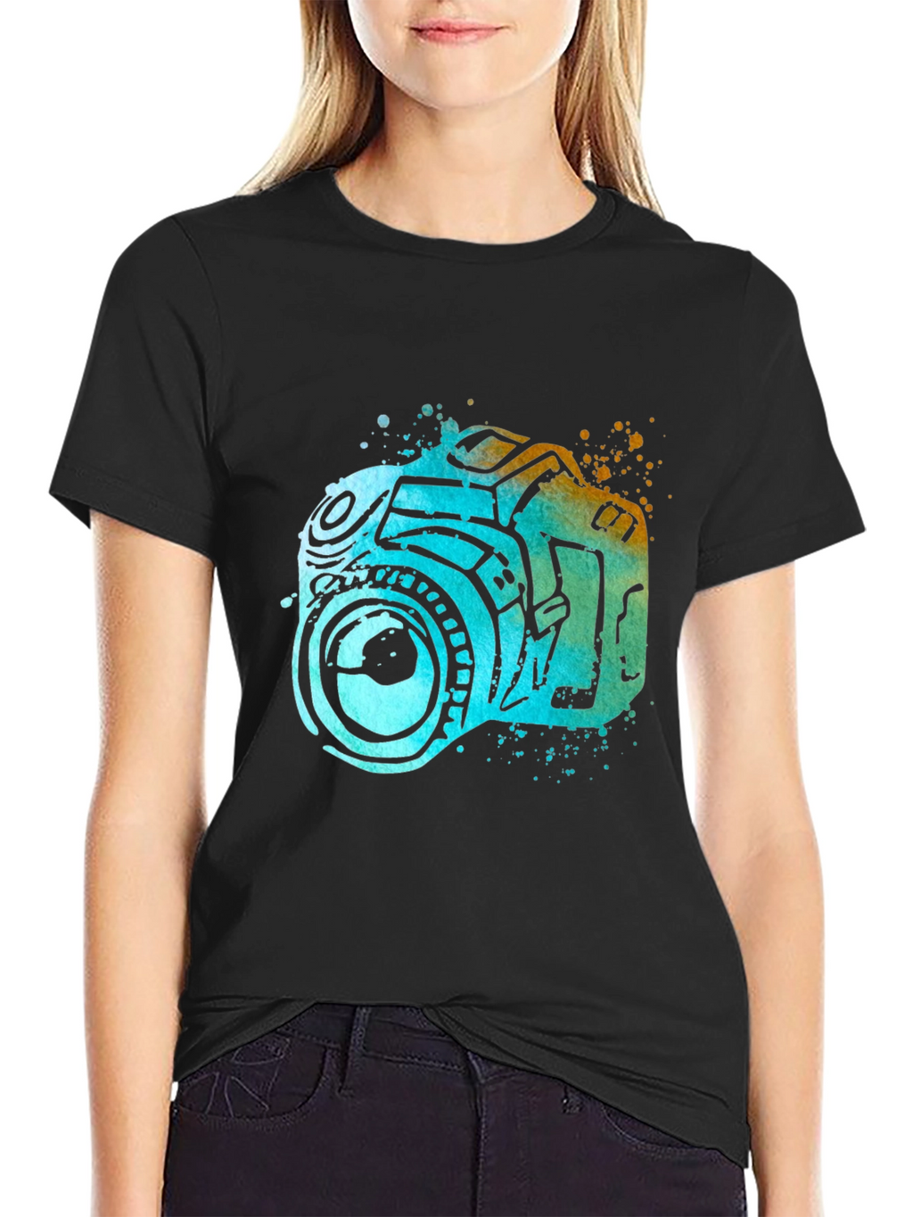 Camera Watercolor Graphic T-Shirt