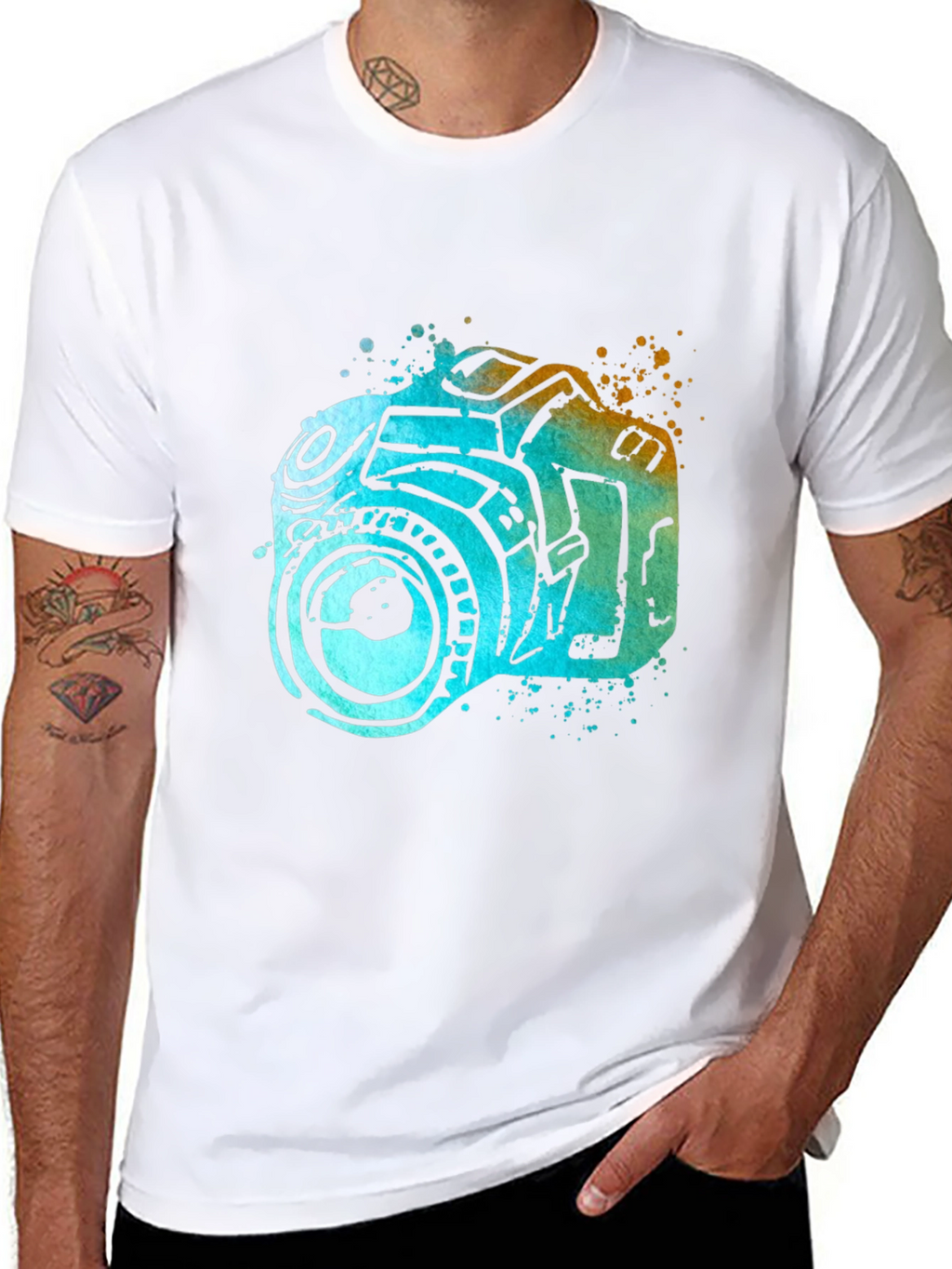 Camera Watercolor Graphic T-Shirt