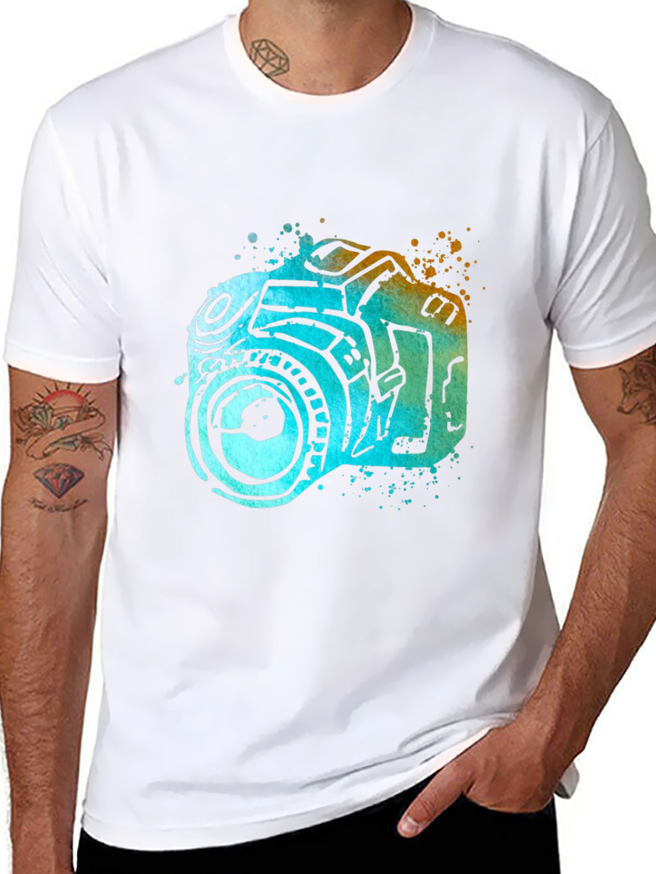 Camera Watercolor Graphic T-Shirt