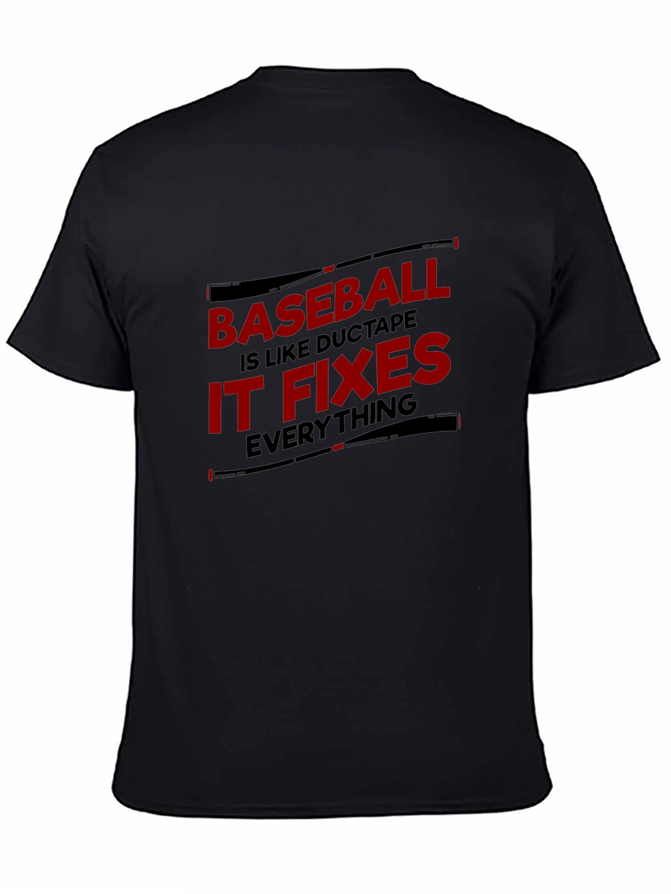 Baseball Duct Tape Fixes Everything Black T-Shirt