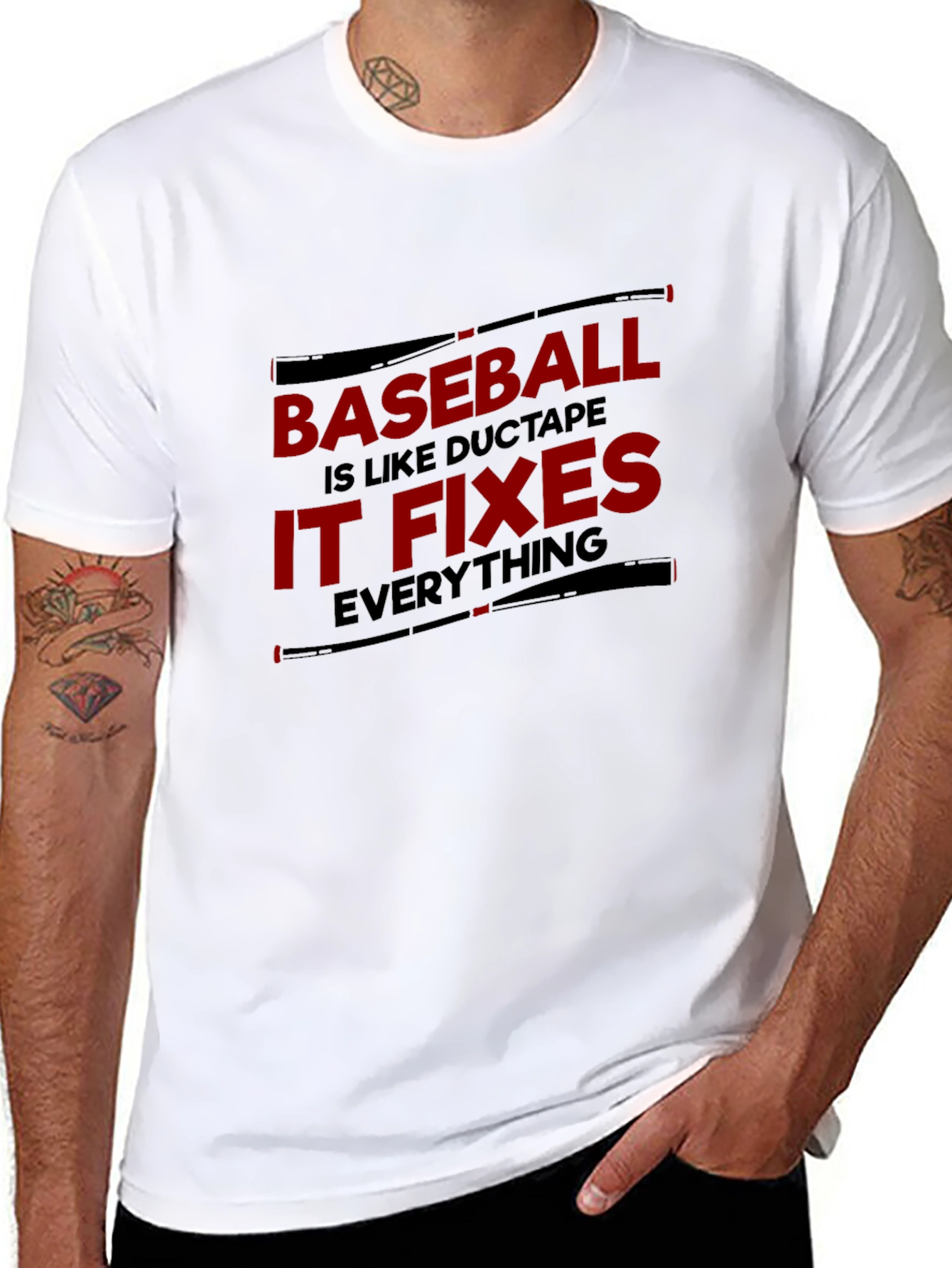 Baseball Duct Tape Fixes Everything Black T-Shirt