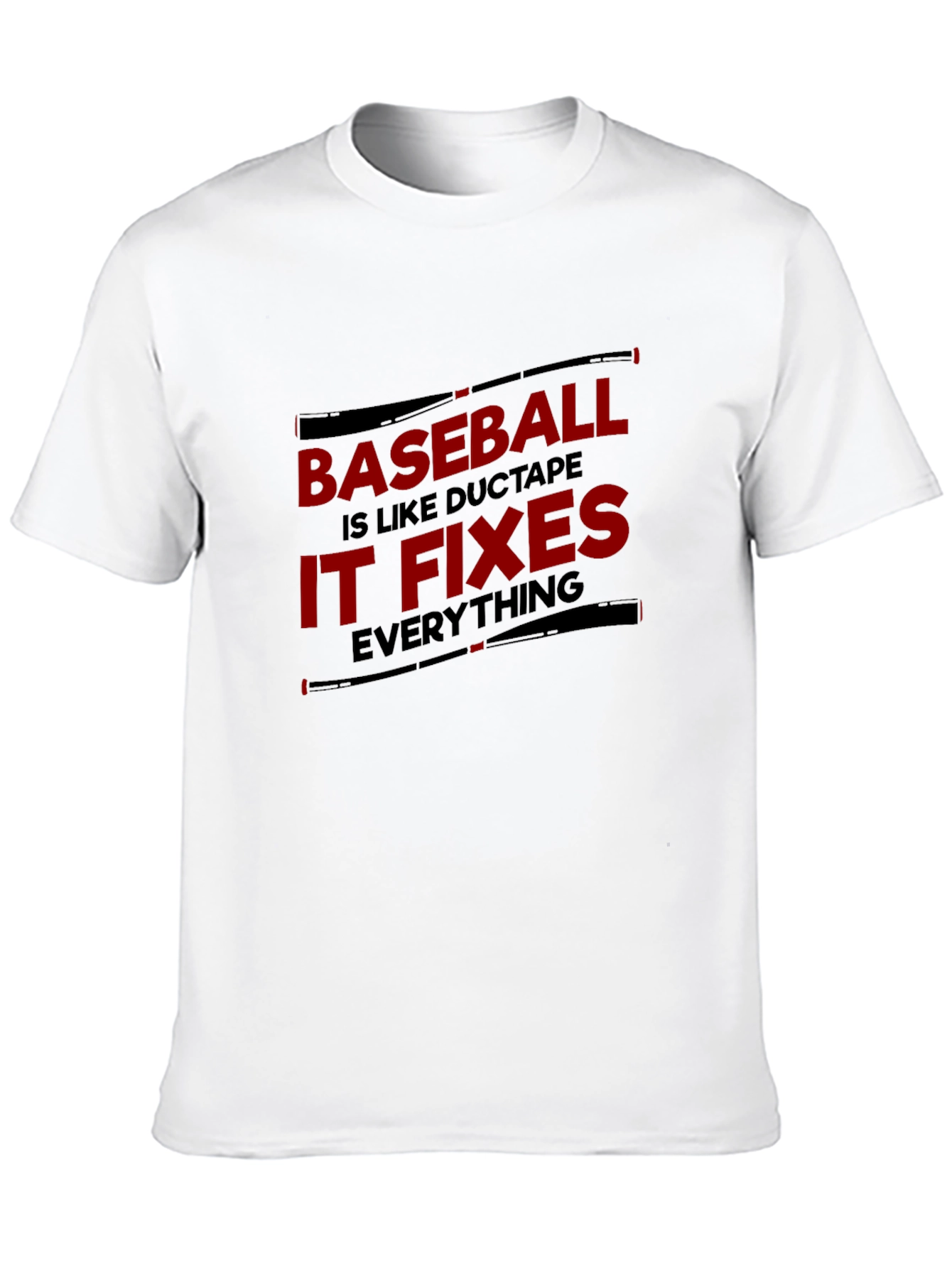 Baseball Duct Tape Fixes Everything Black T-Shirt