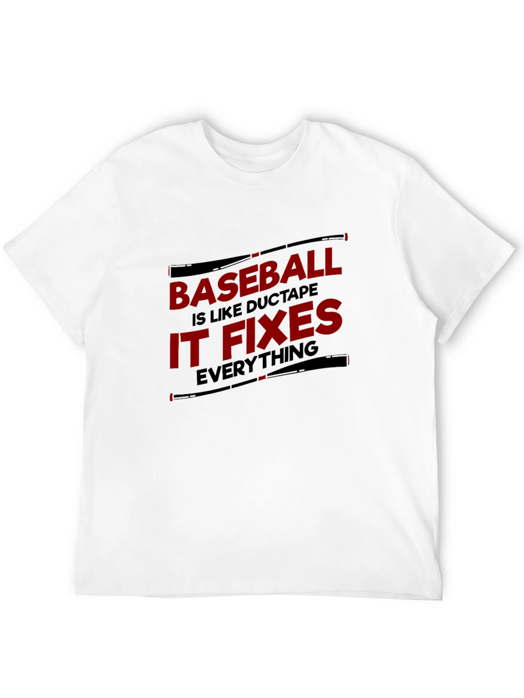 Baseball Duct Tape Fixes Everything Black T-Shirt