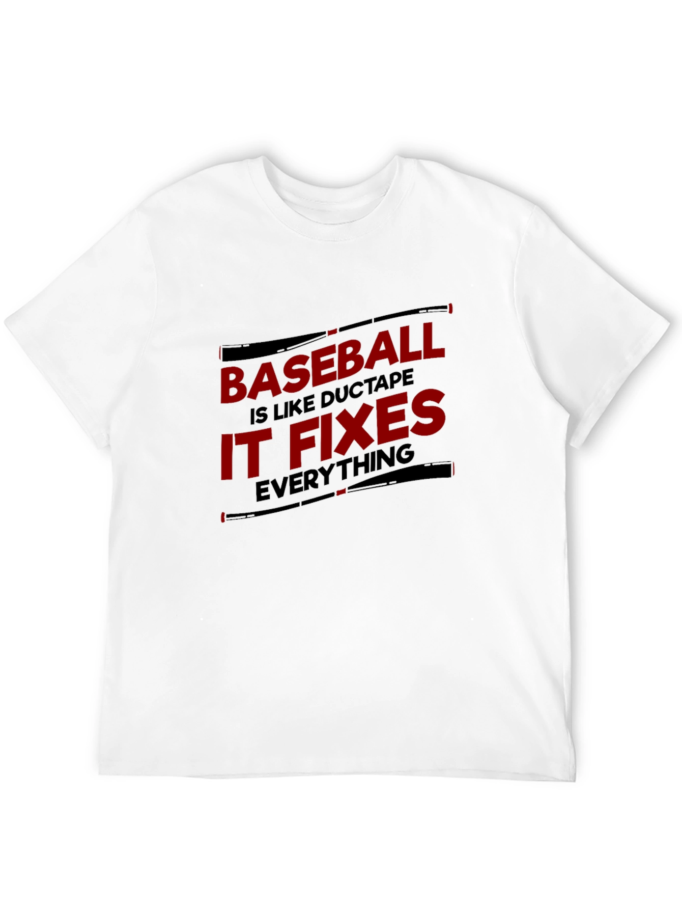 Baseball Duct Tape Fixes Everything Black T-Shirt