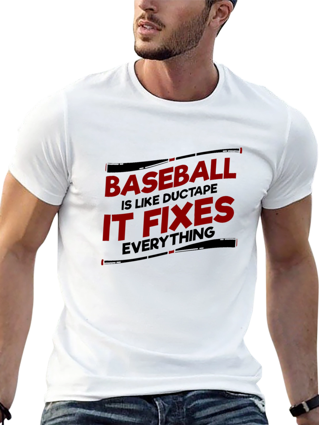 Baseball Duct Tape Fixes Everything Black T-Shirt