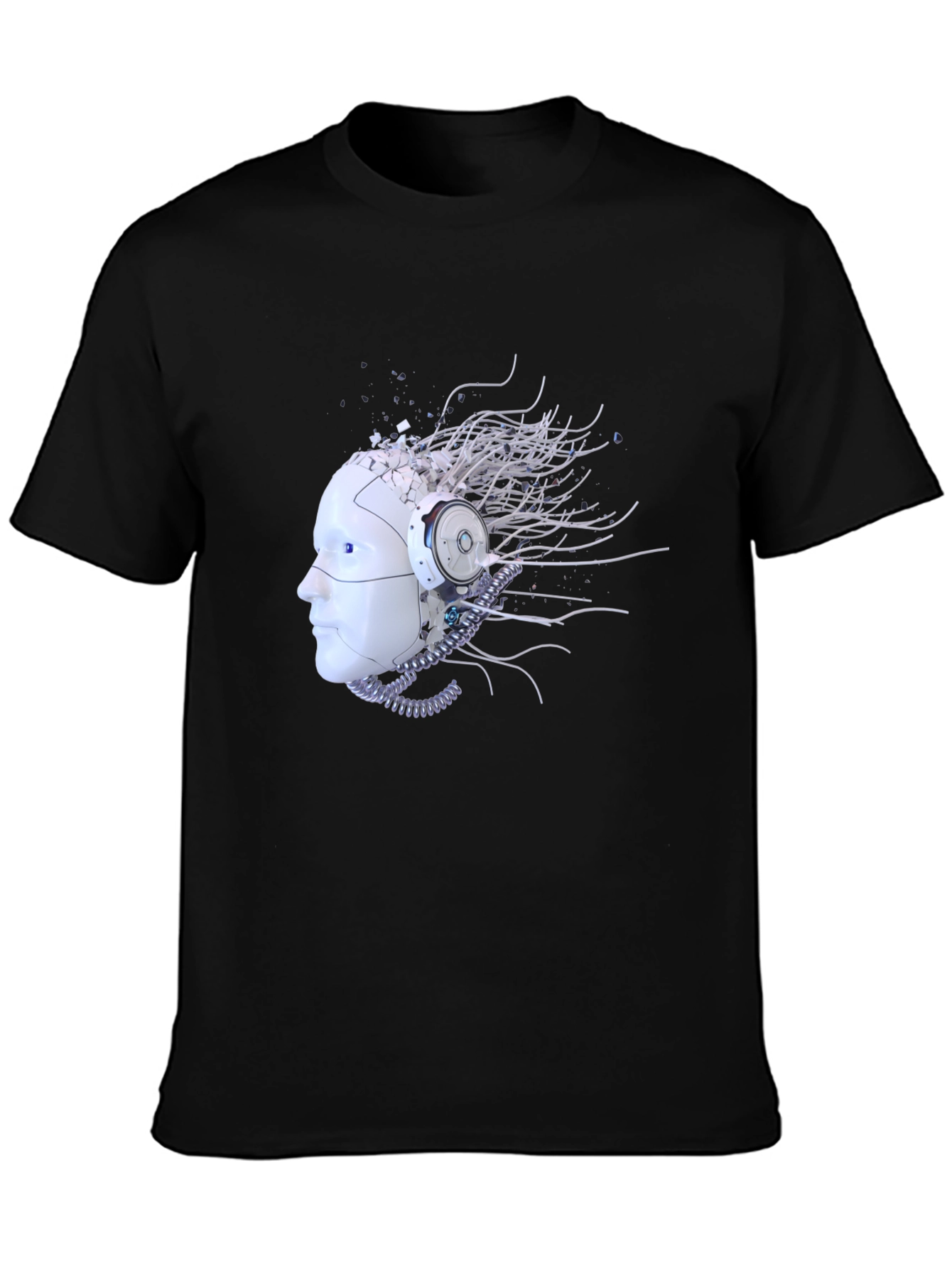 Cybernetic Mind T-Shirt - Futuristic Robot Head Design