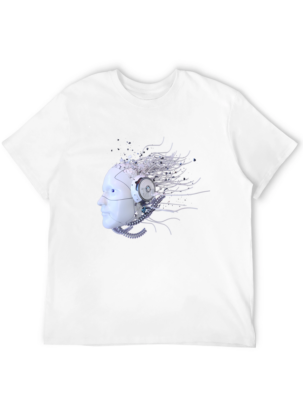 Cybernetic Mind T-Shirt - Futuristic Robot Head Design