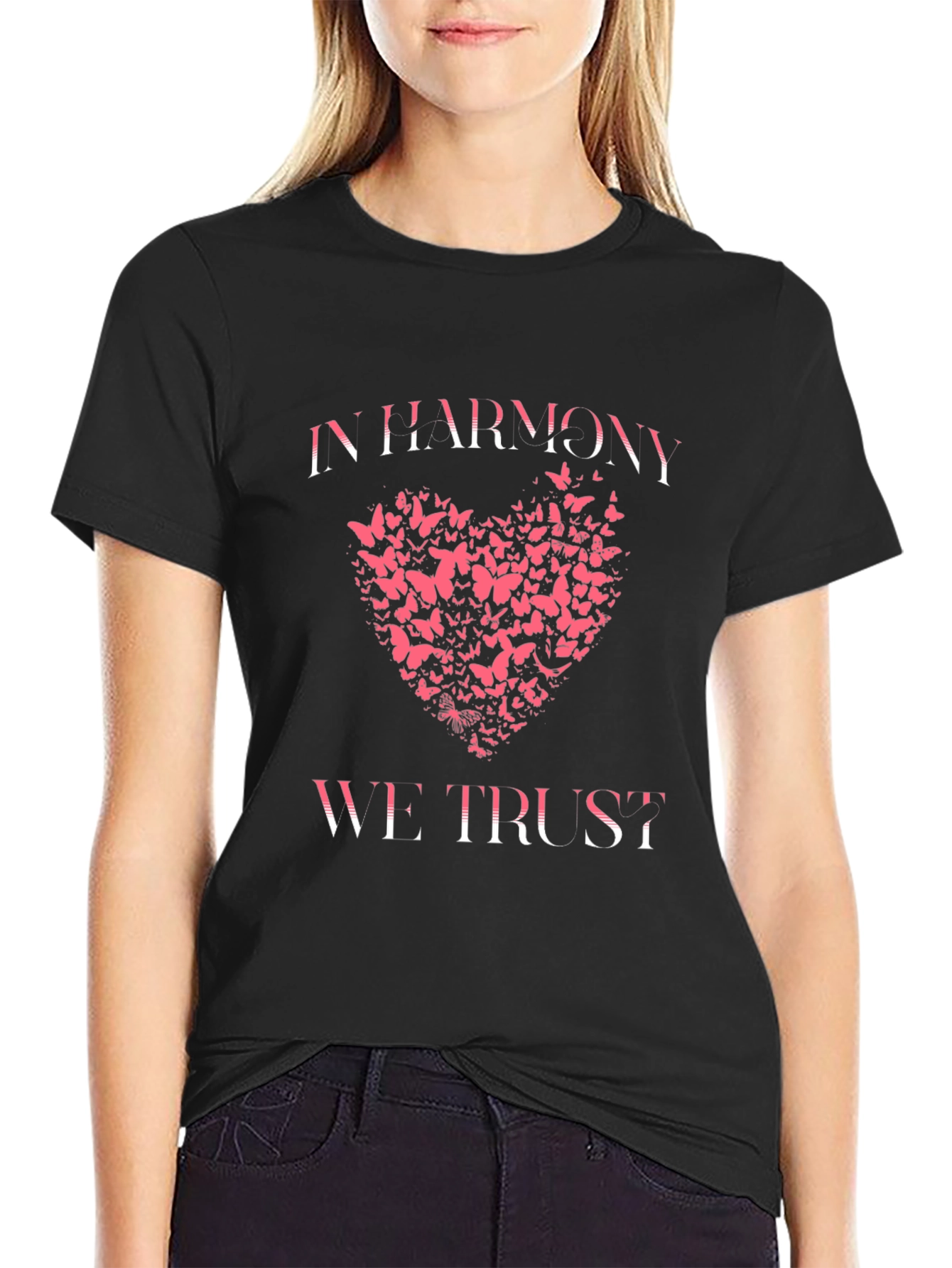 Harmony Butterfly Heart Graphic Tee - Trendy Black T-Shirt