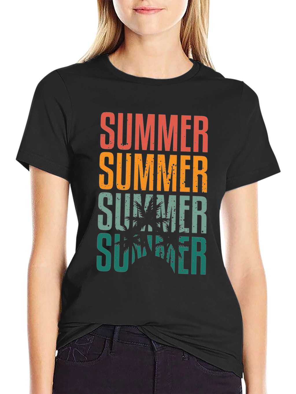 Summer Palm Graphic Tee - Retro Vacation Style