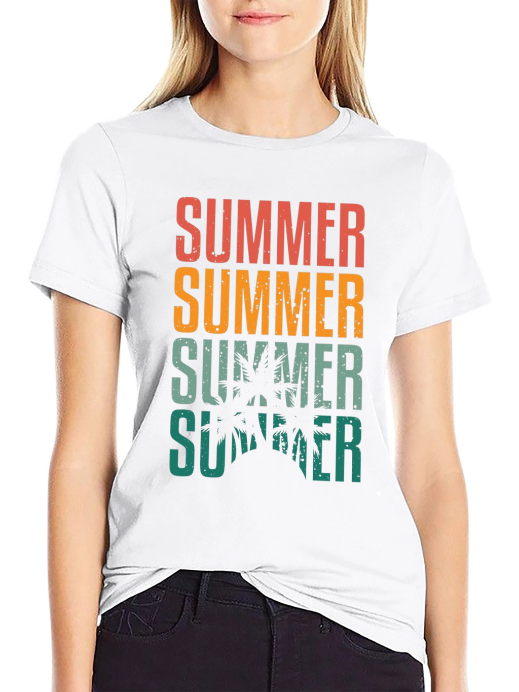 Summer Palm Graphic Tee - Retro Vacation Style