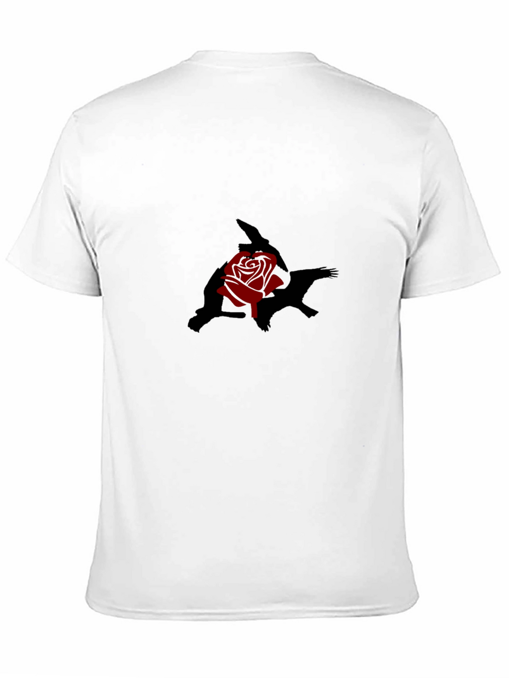 Black T-Shirt with Rose and Shadow Graphic Print