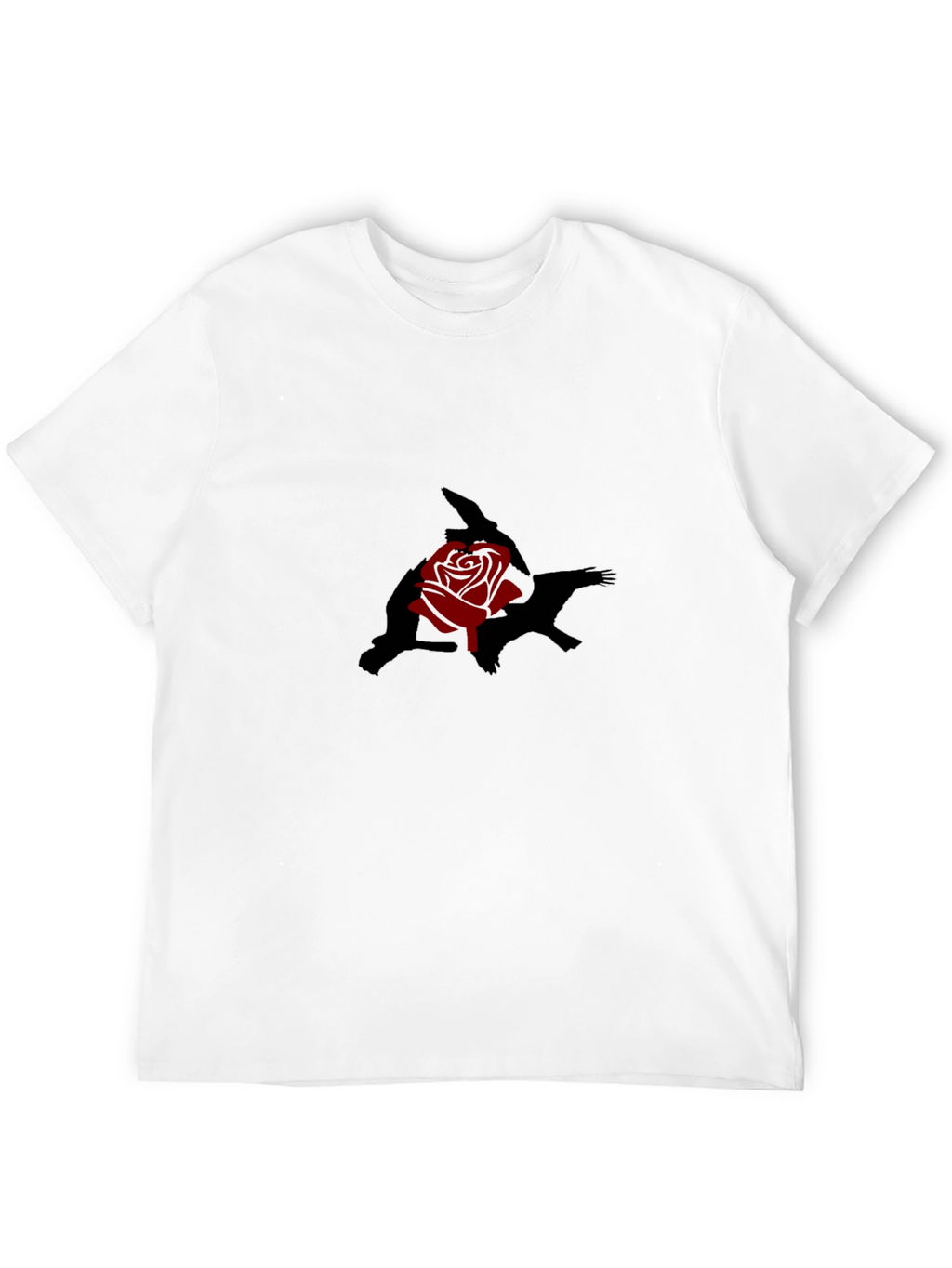 Black T-Shirt with Rose and Shadow Graphic Print