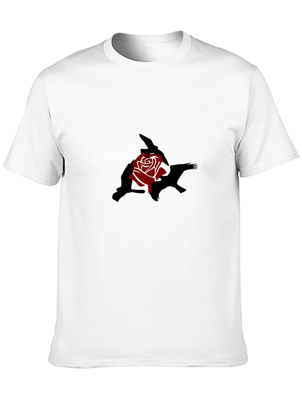 Black T-Shirt with Rose and Shadow Graphic Print