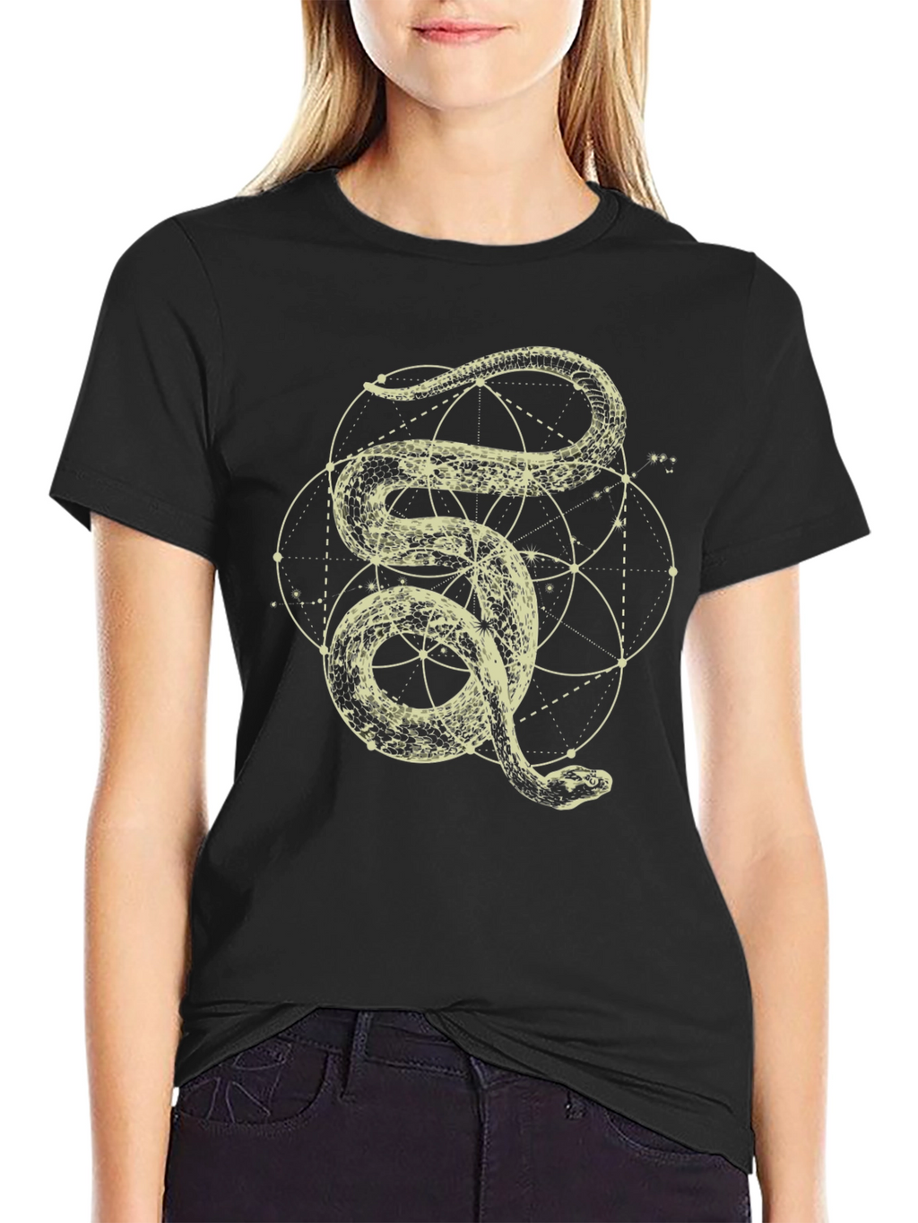 Mens Snake Geometric Graphic Print Tee
