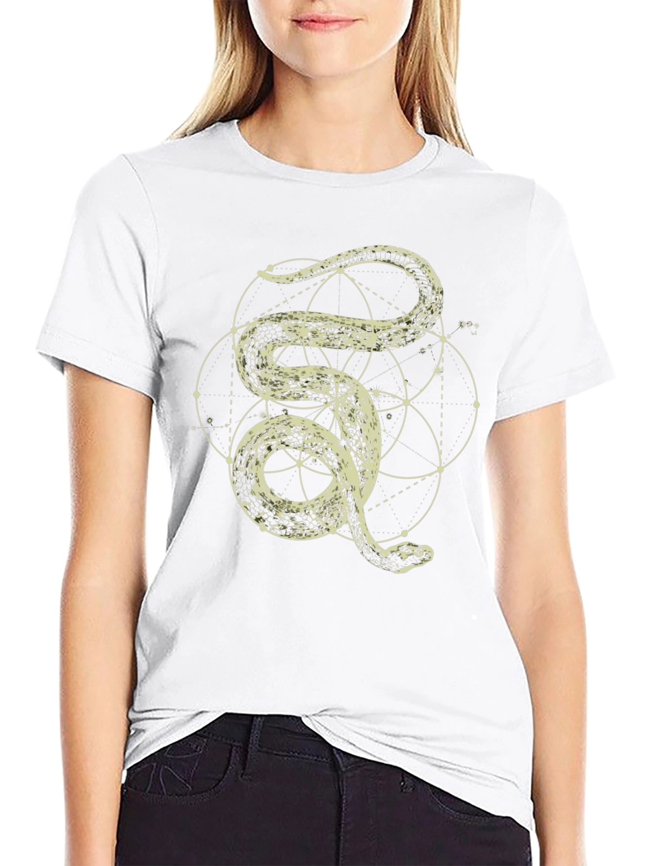 Mens Snake Geometric Graphic Print Tee