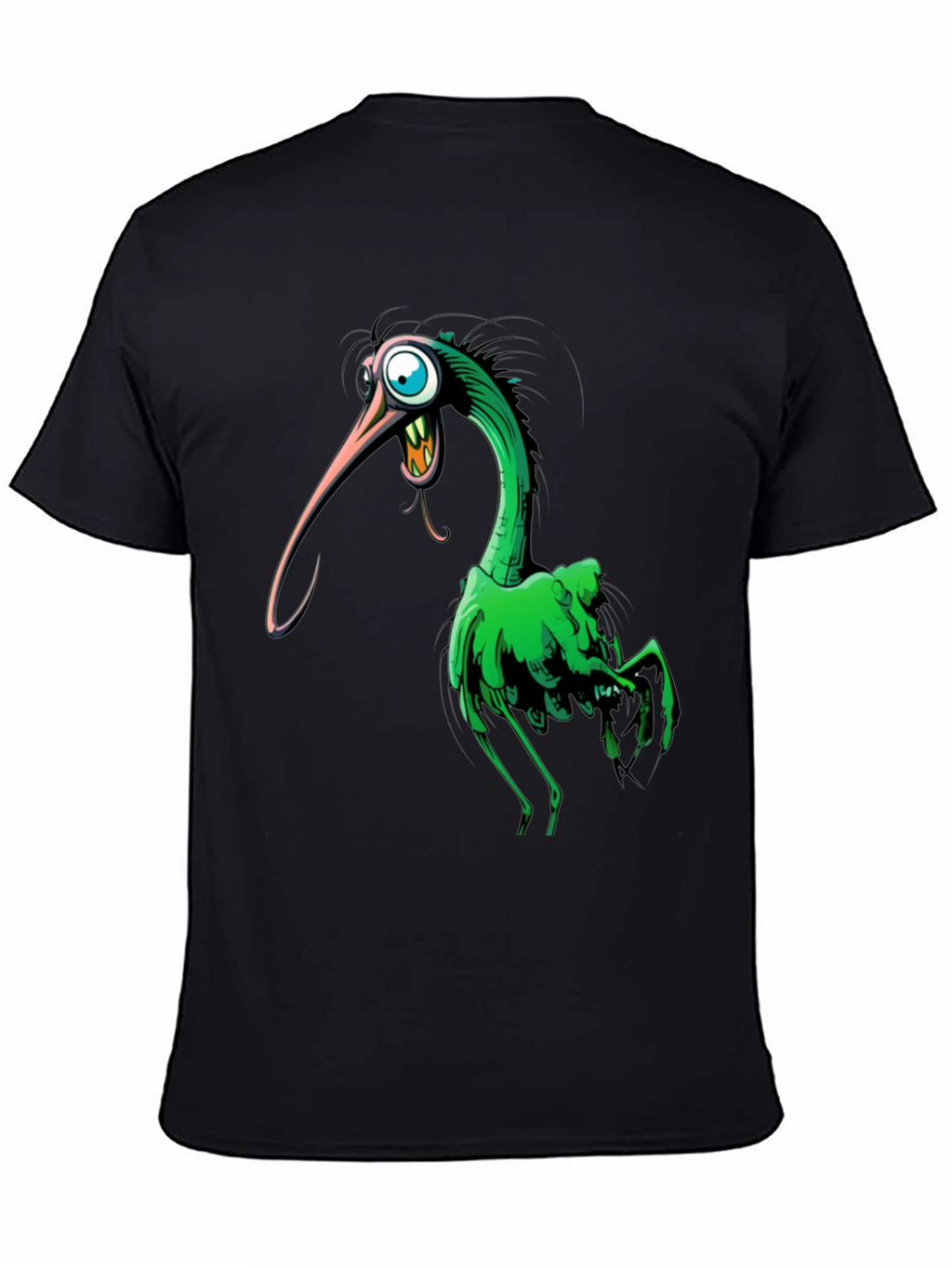 Cartoon Bird Graphic Tee - Unique Black T-Shirt