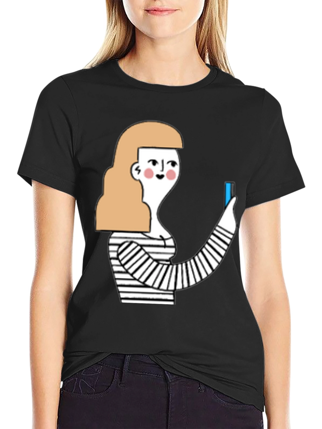 Quirky Graphic Tee - Stylish Cartoon Woman